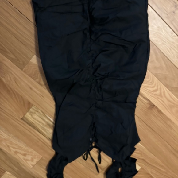 Black cotton lace up corset dress, flutter sleeve - Picture 5 of 5